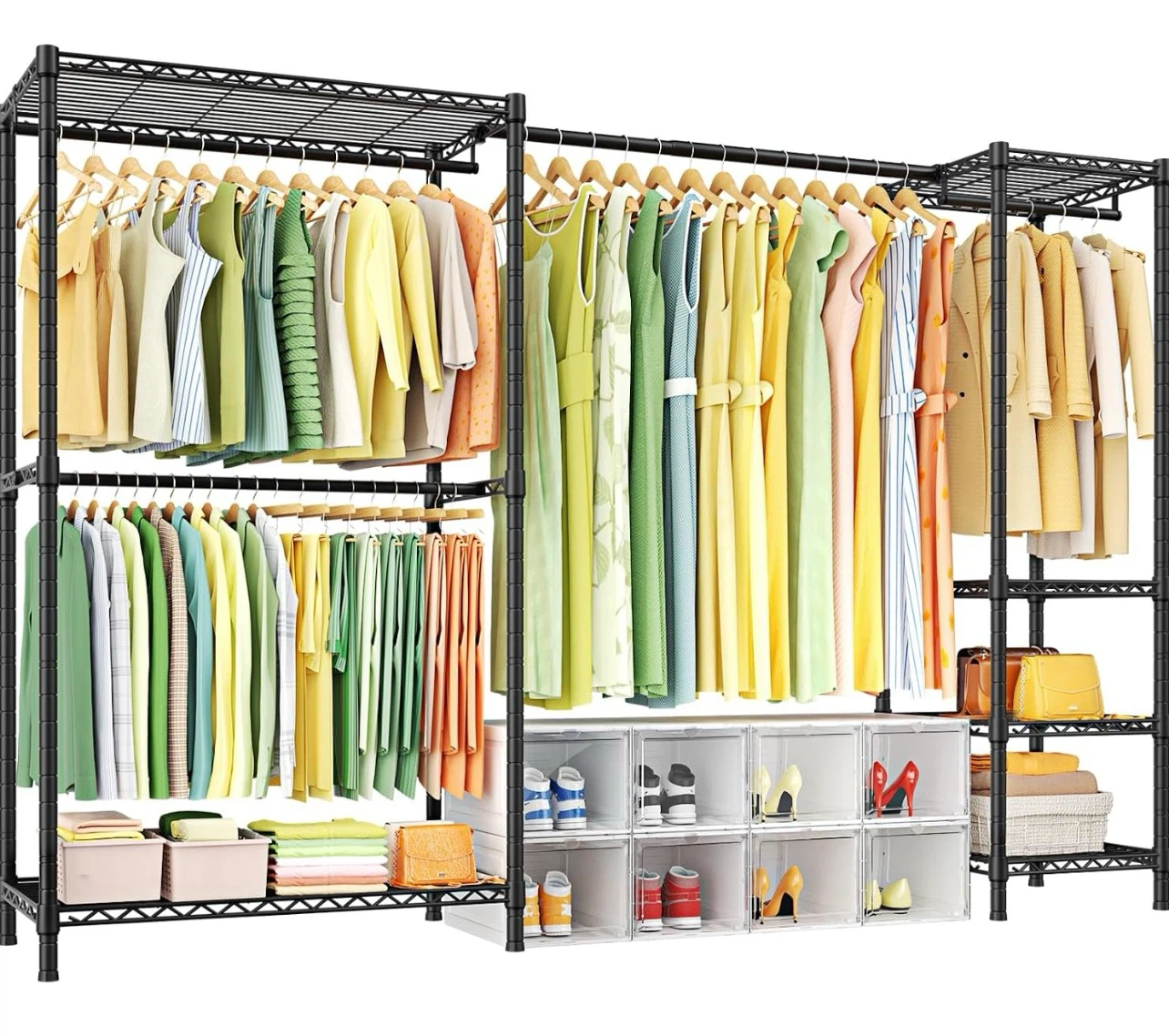 Large Black Metal Freestanding Closet Organizer