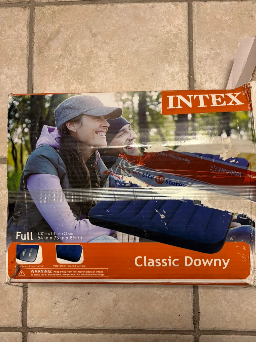 Intex Full Classic Downy Airbed and Coleman Electric Pump