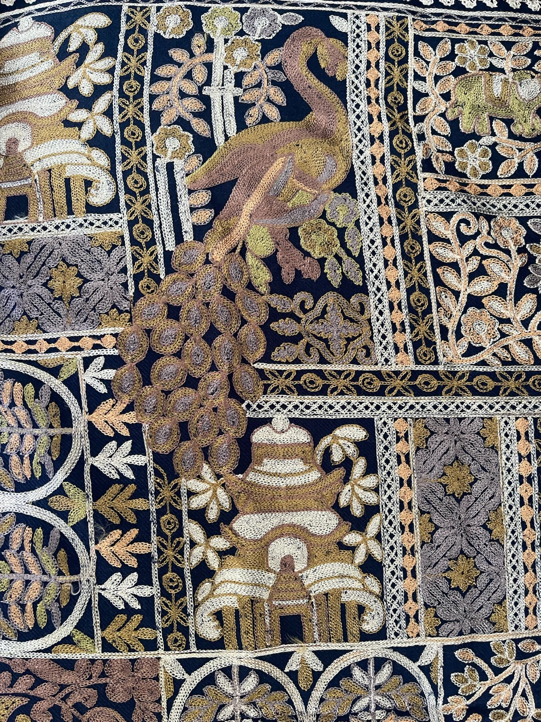 Elegant Black & Gold Embroidered Decorative Scarf / Shawl - photo 2