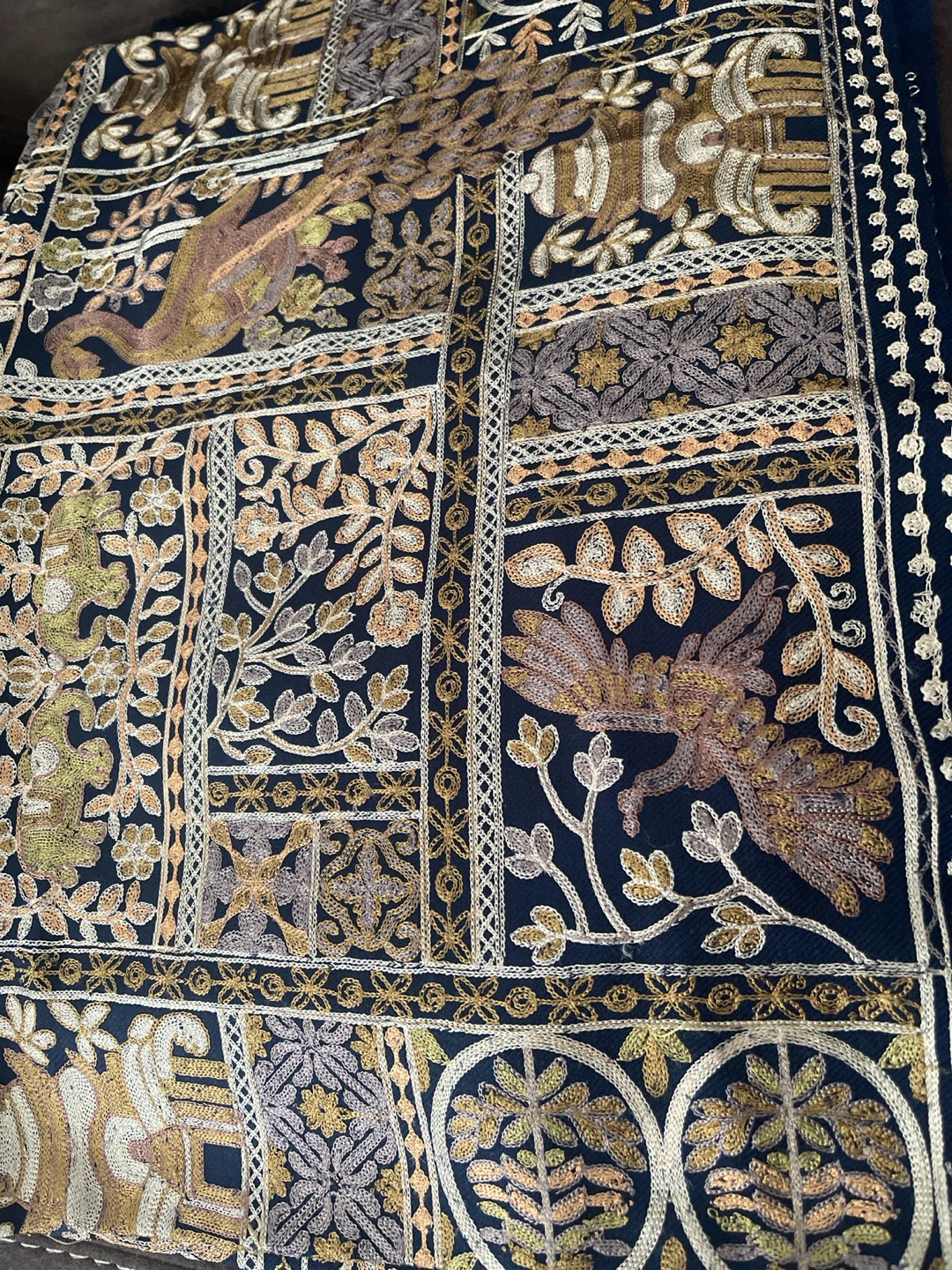 Elegant Black & Gold Embroidered Decorative Scarf / Shawl - photo 4