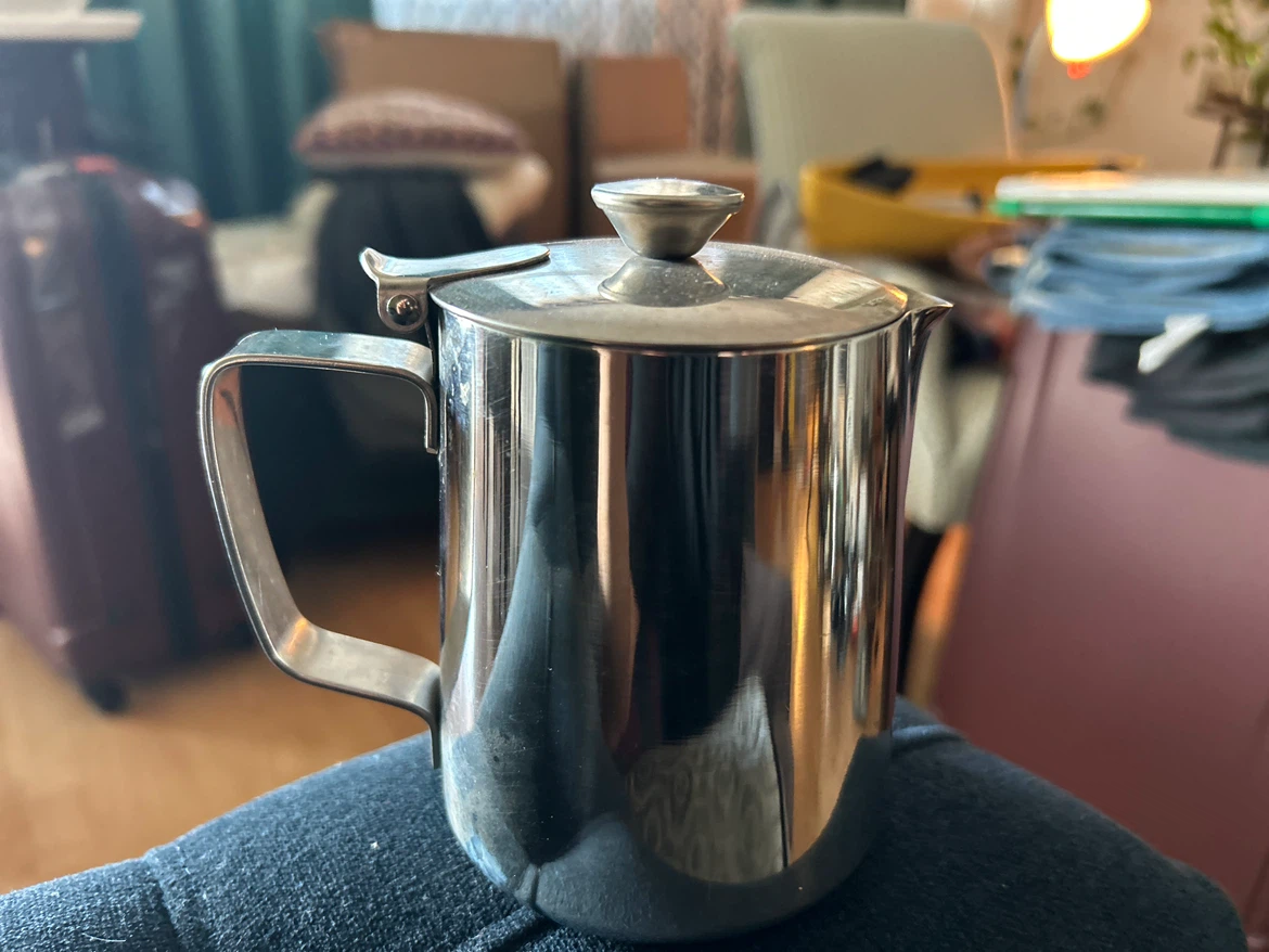 Stainless Steel Lidded Milk Pitcher
