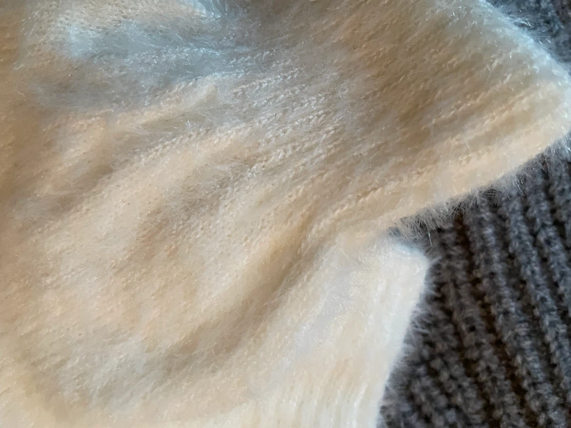 Grey Knitted Hat and Cream Gloves Set - photo 3