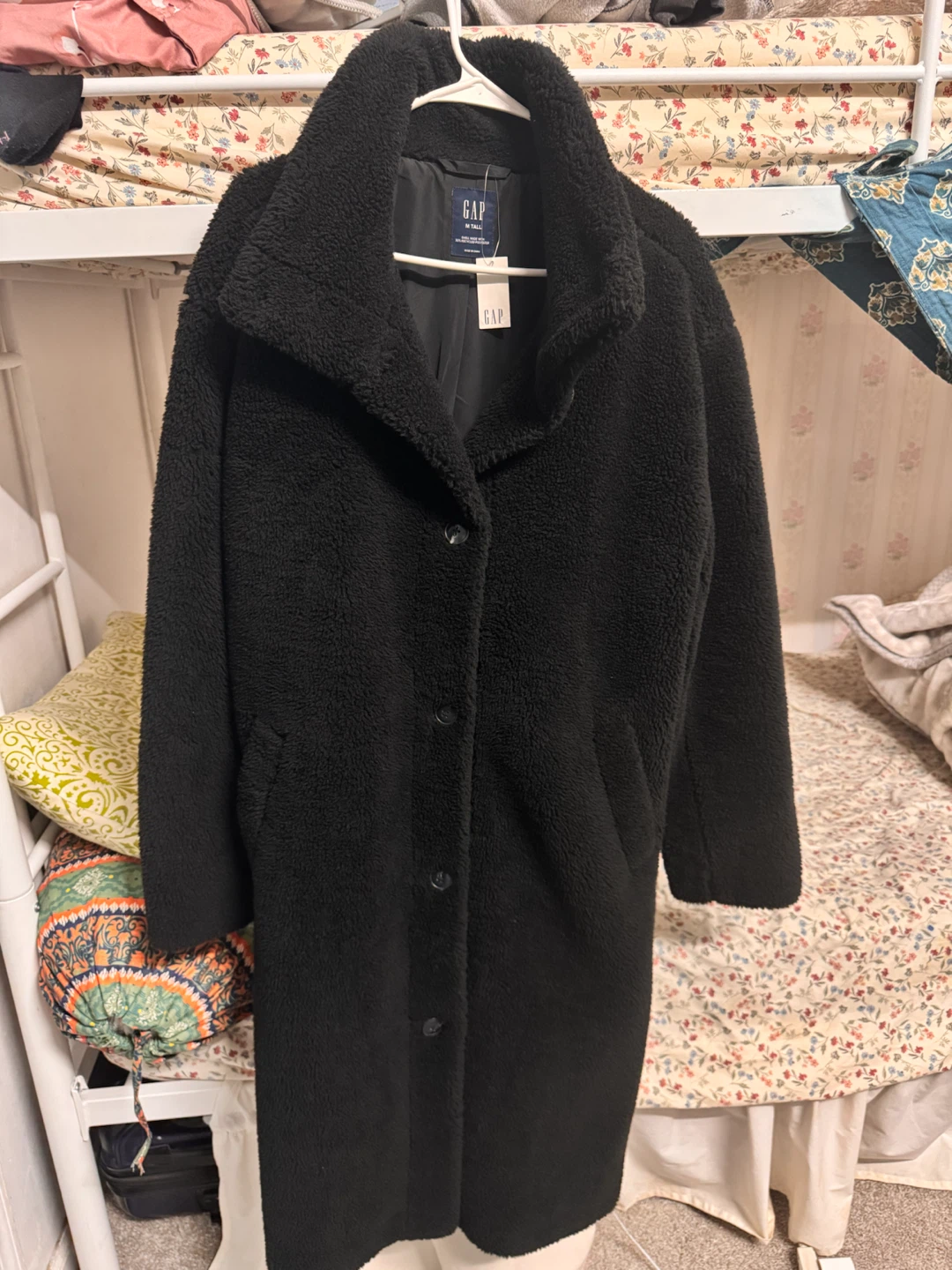 GAP Black Teddy Coat M Tall