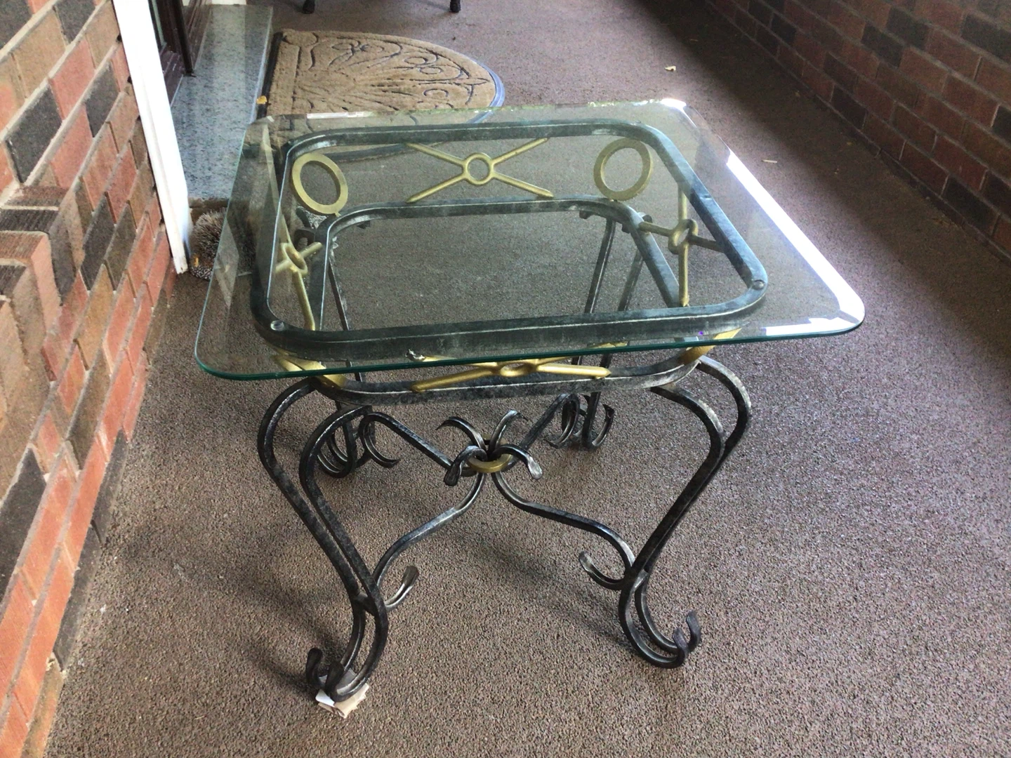 Wrought Iron and Glass Side Table - photo 2