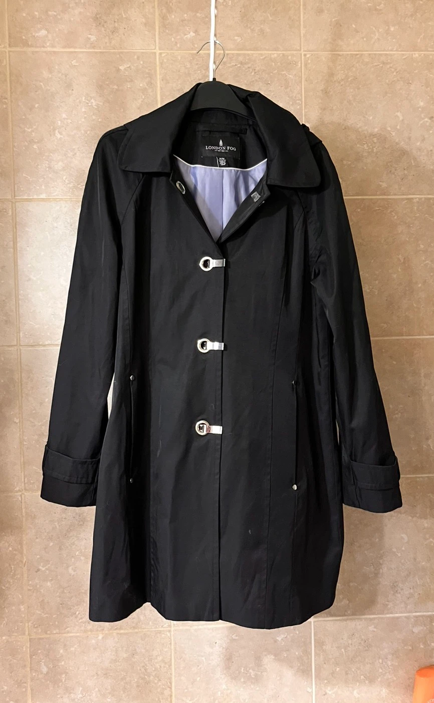 London Fog Black Hooded Raincoat