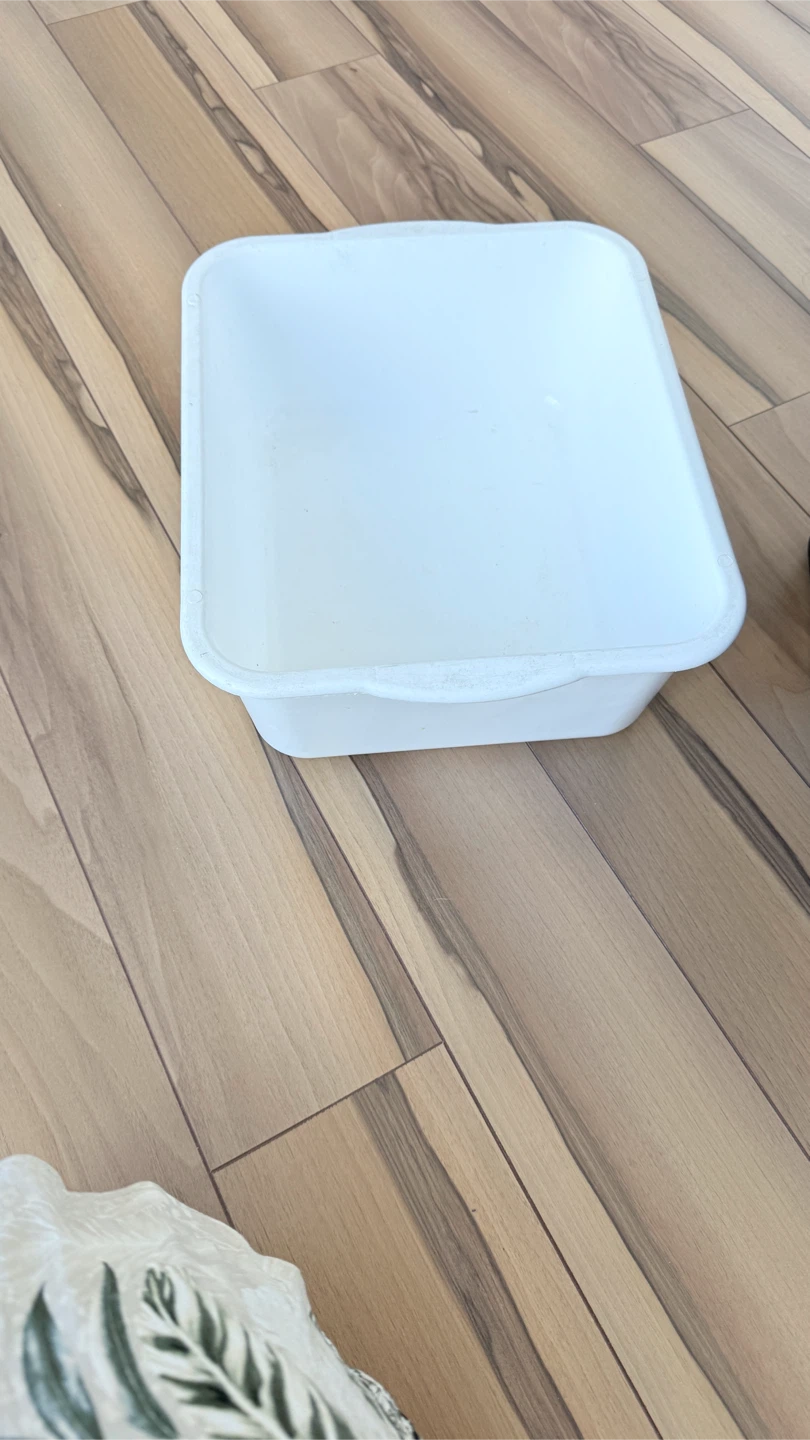 White Rectangular Plastic Storage Bin