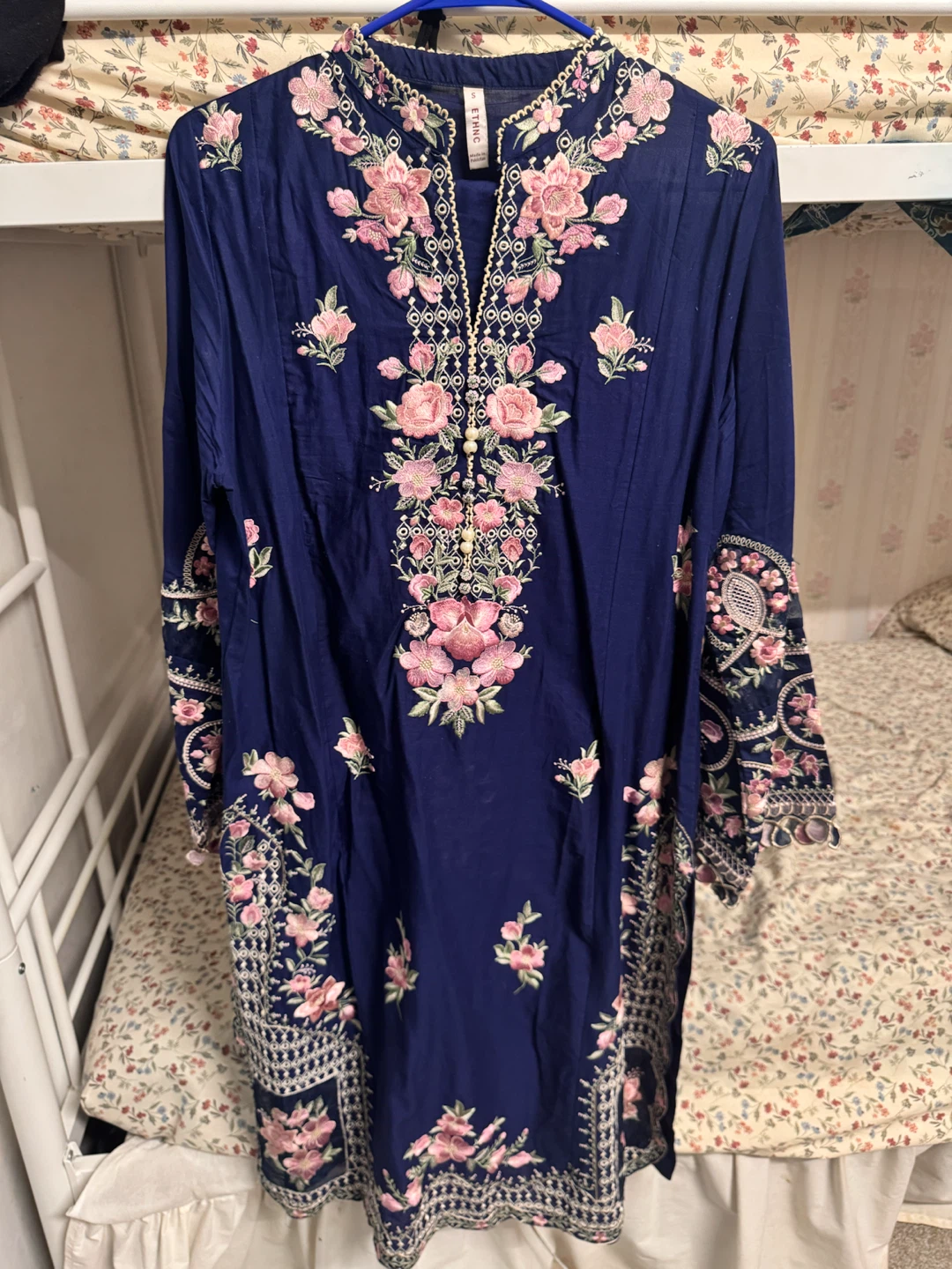 Ethnic Navy Blue Embroidered Kurta