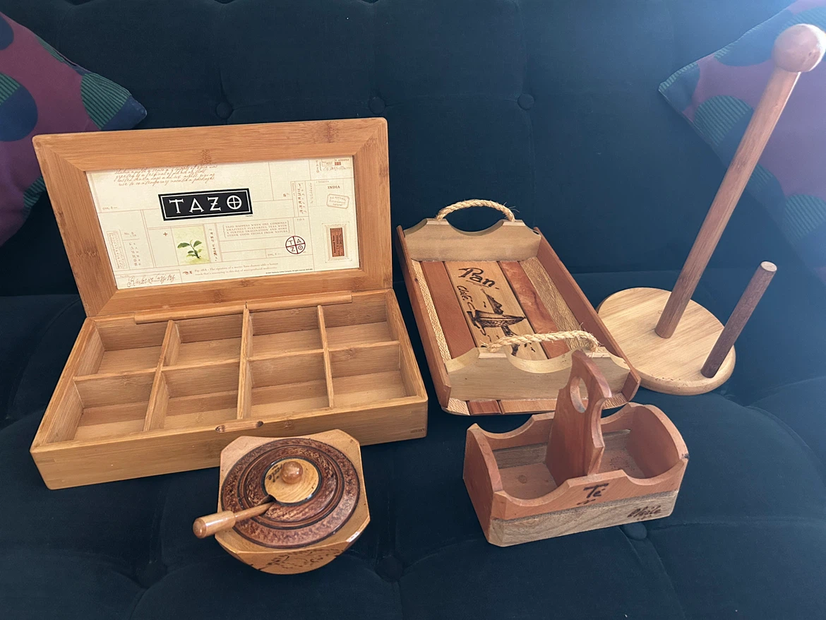 Assorted Wooden Kitchen Storage and Serving Set