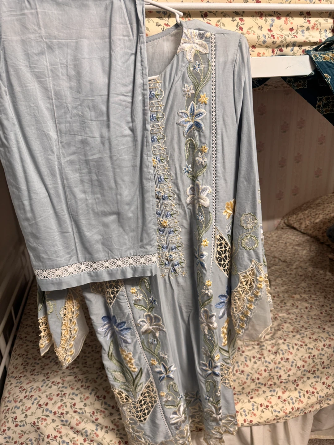 ETHNC Embroidered Light Blue Kurta Set - photo 4