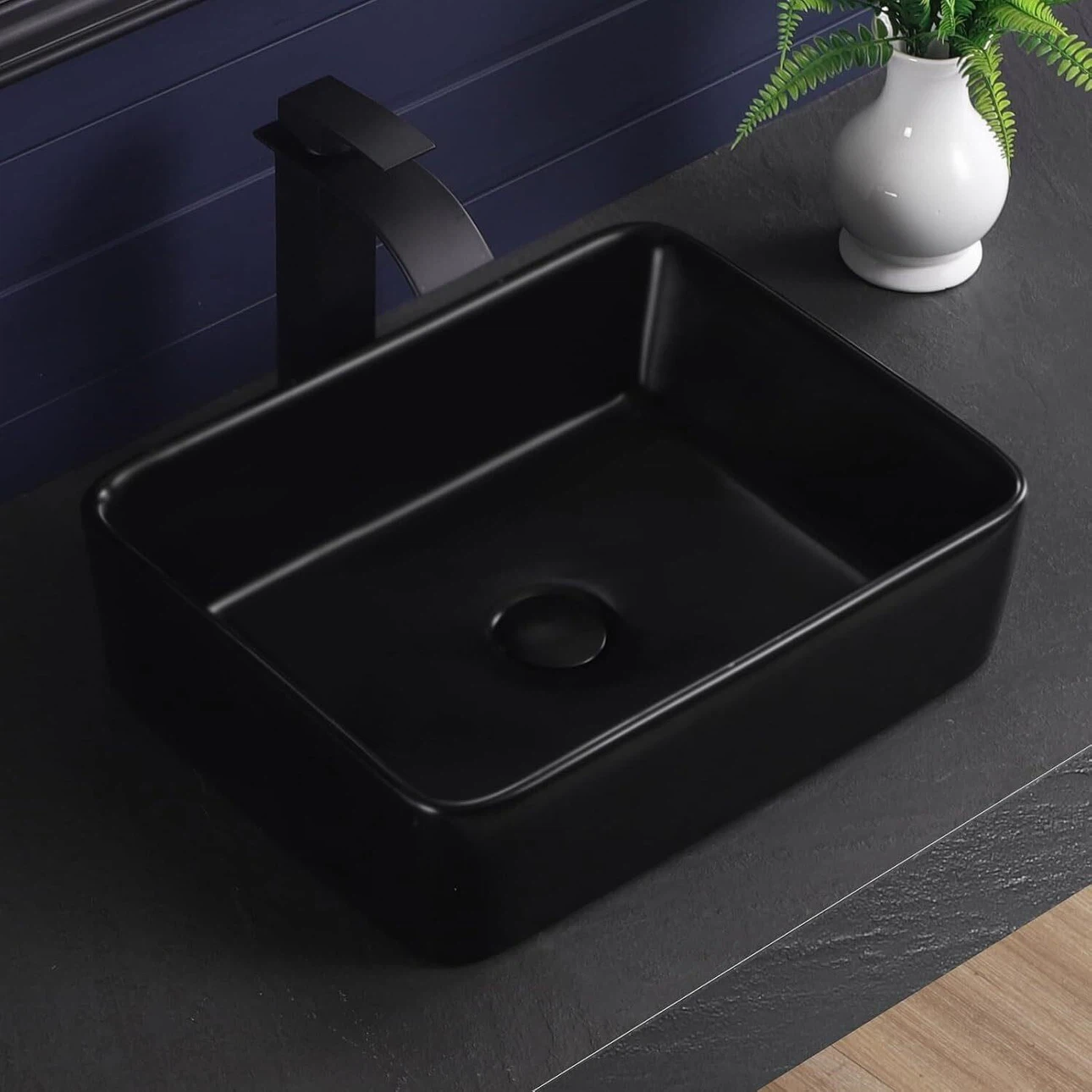 Matte Black Ceramic Bathroom Vessel Sink