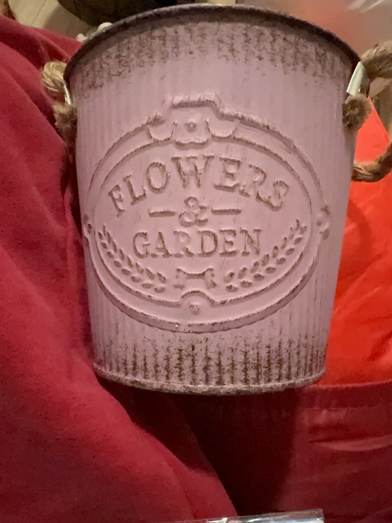 Pink Metal Flowers & Garden Decorative Bucket