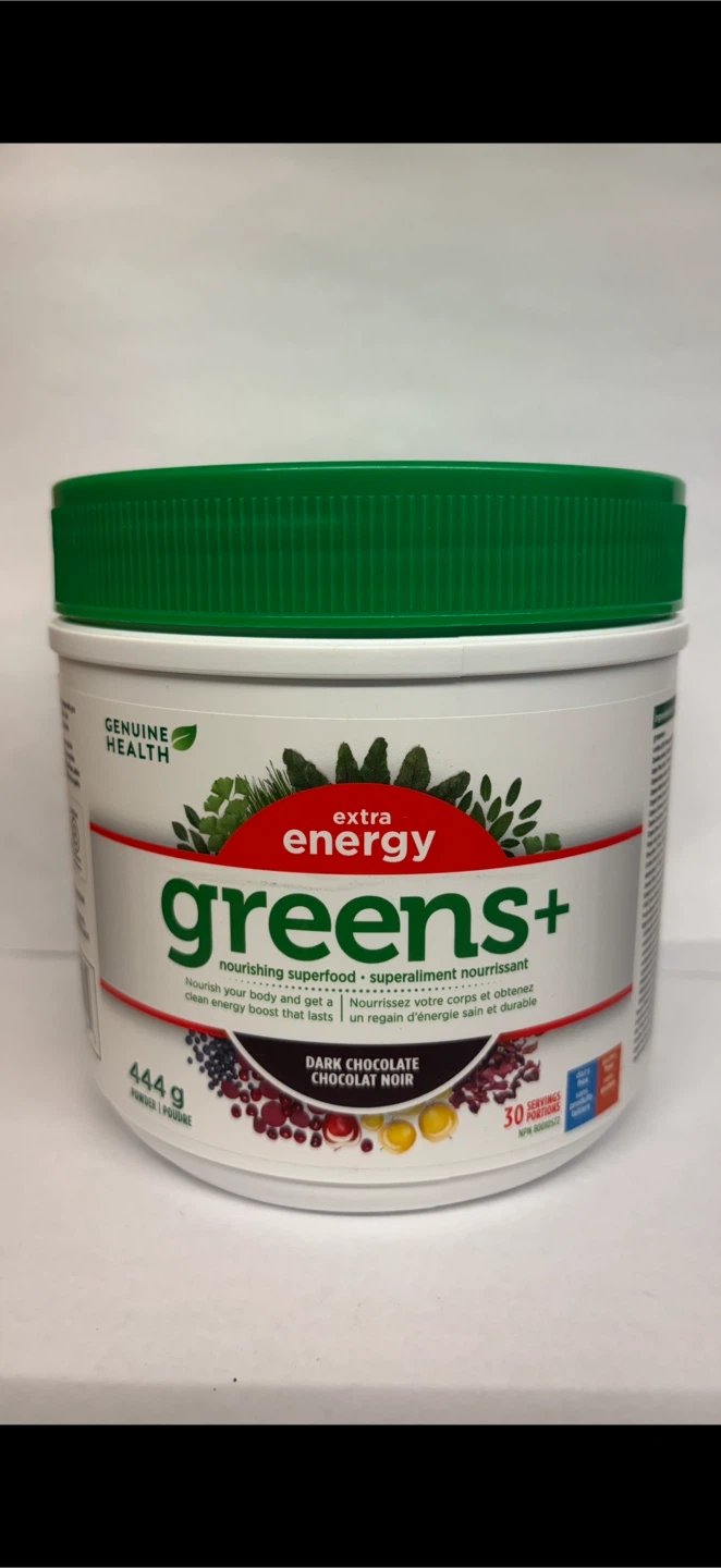 Genuine Health greens+ Extra Energy Dark Chocolate
