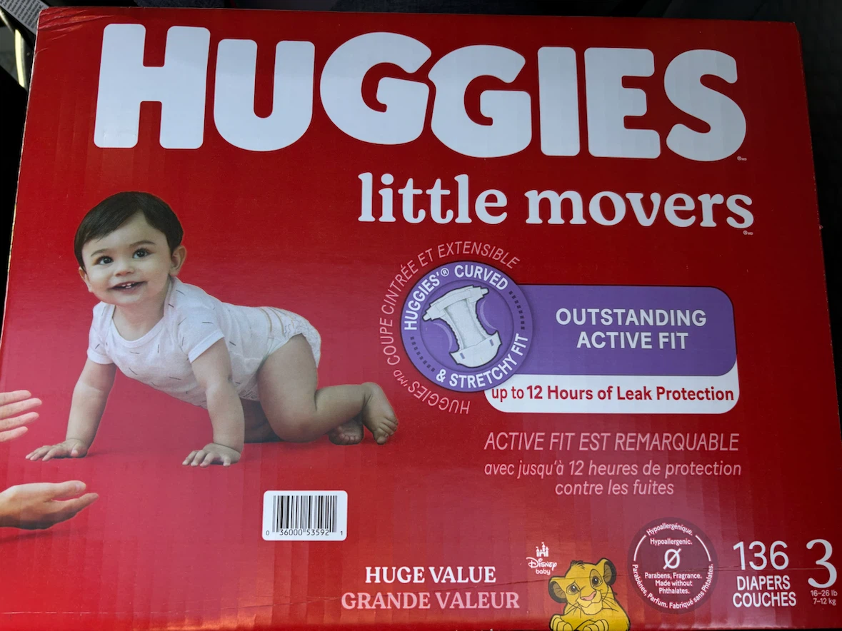 Huggies Little Movers Diapers Size 3, 136 Count