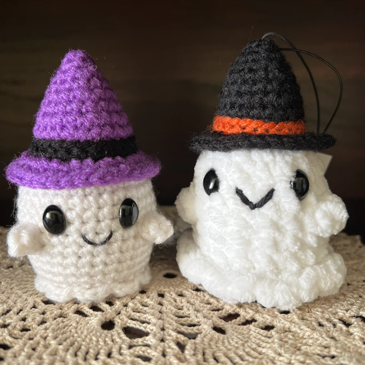 Handmade Crochet Halloween Ghost Ornaments