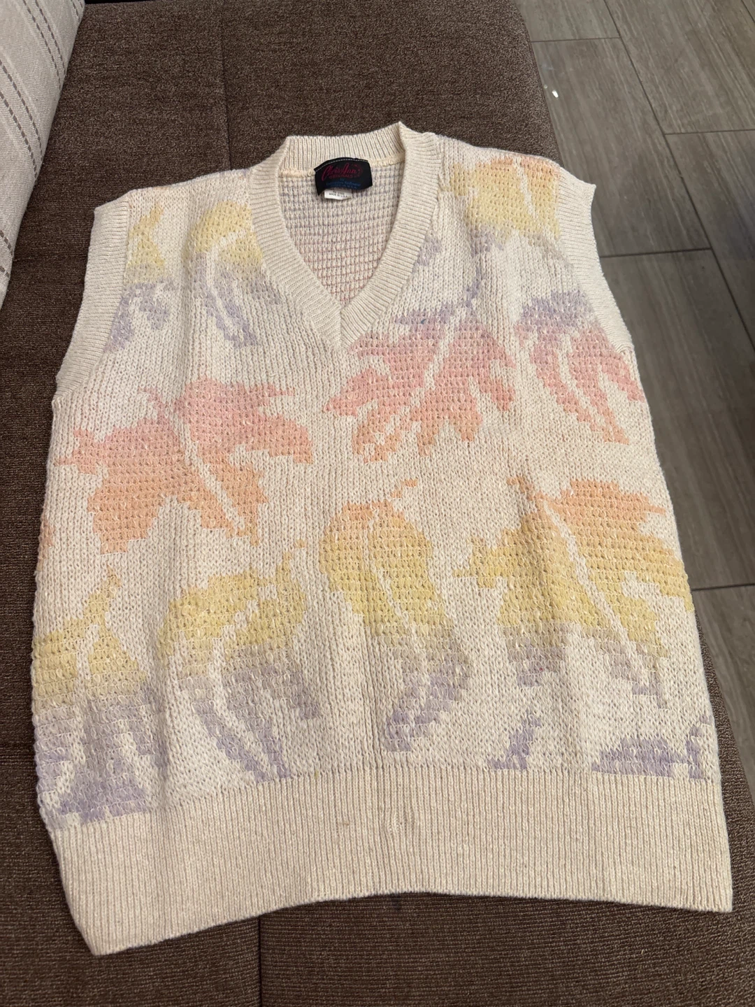Chris Ann Originals Leaf Print Sweater Vest