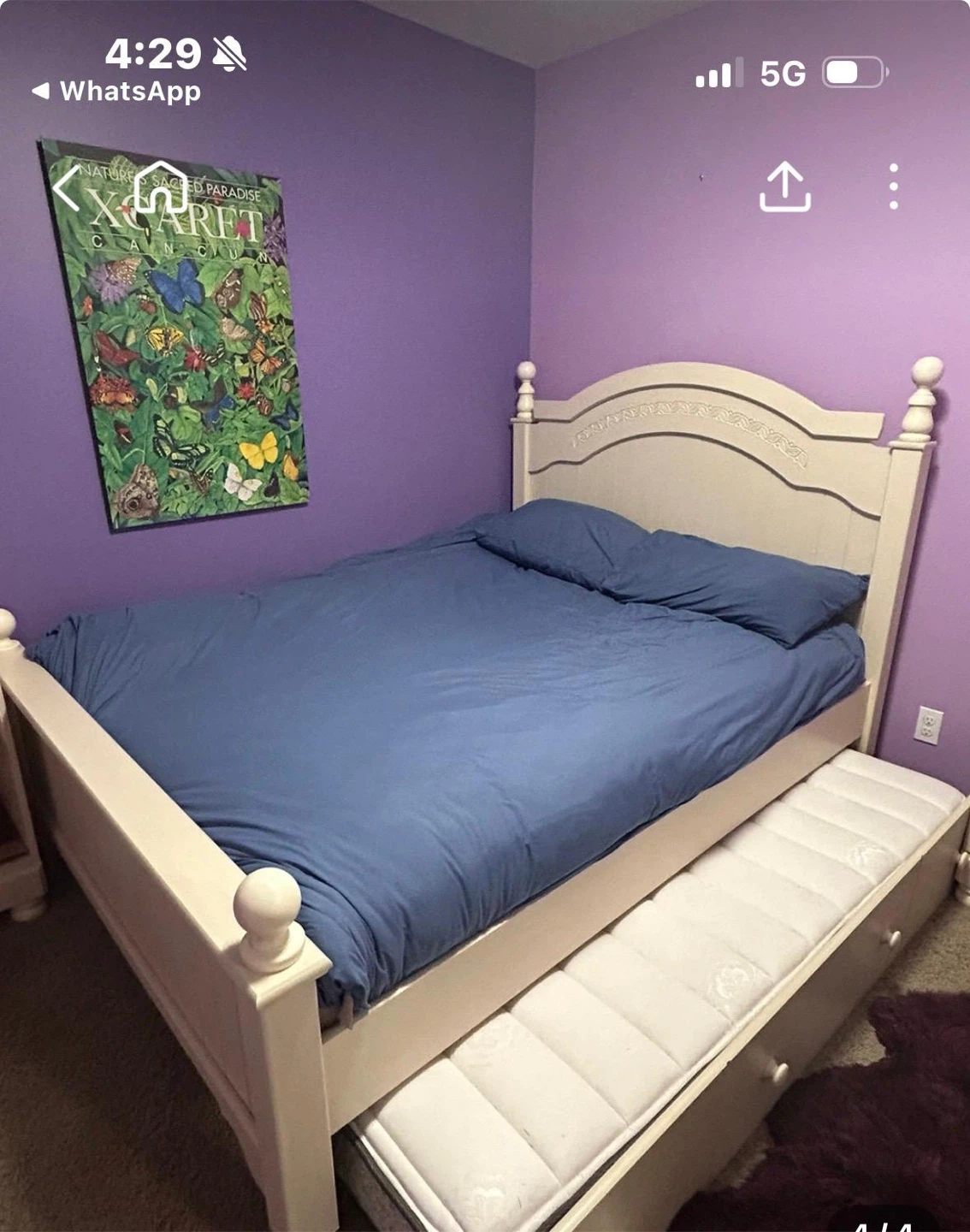 White Bedroom Set: Bed, Dresser with Mirror, and Nightstand
