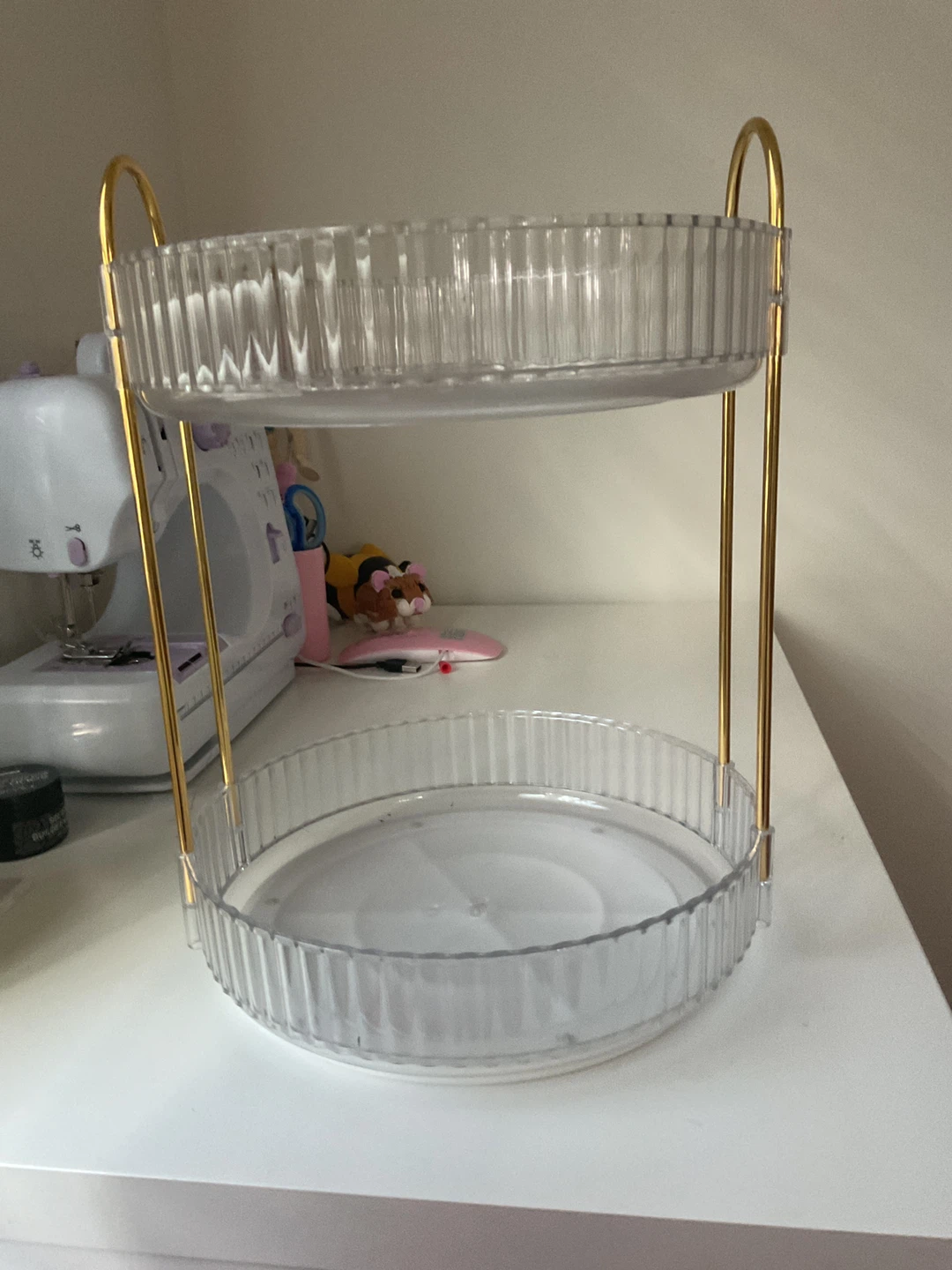 Two-Tier Clear Acrylic and Gold Desktop Organizer