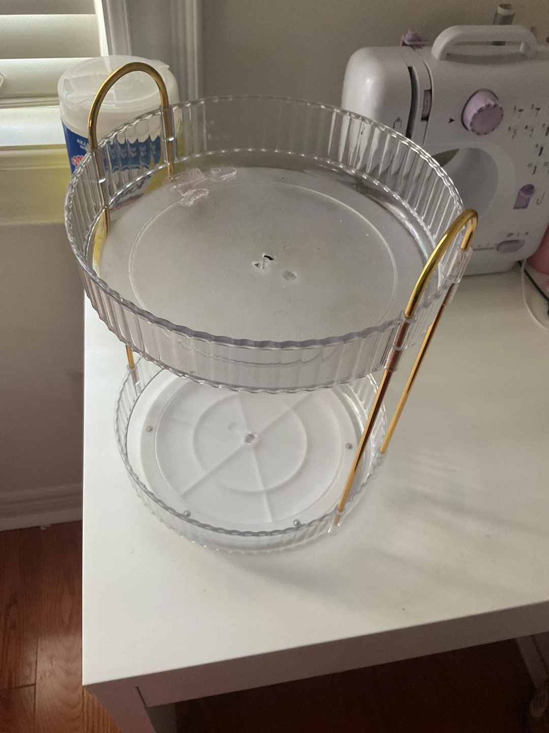 Two-Tier Clear Acrylic and Gold Desktop Organizer - photo 2