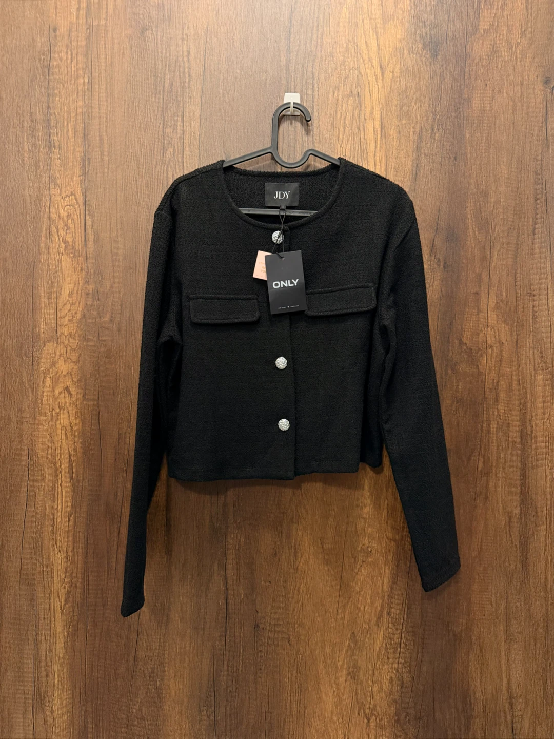 JDY Black Bouclé Cardigan Jacket - Medium