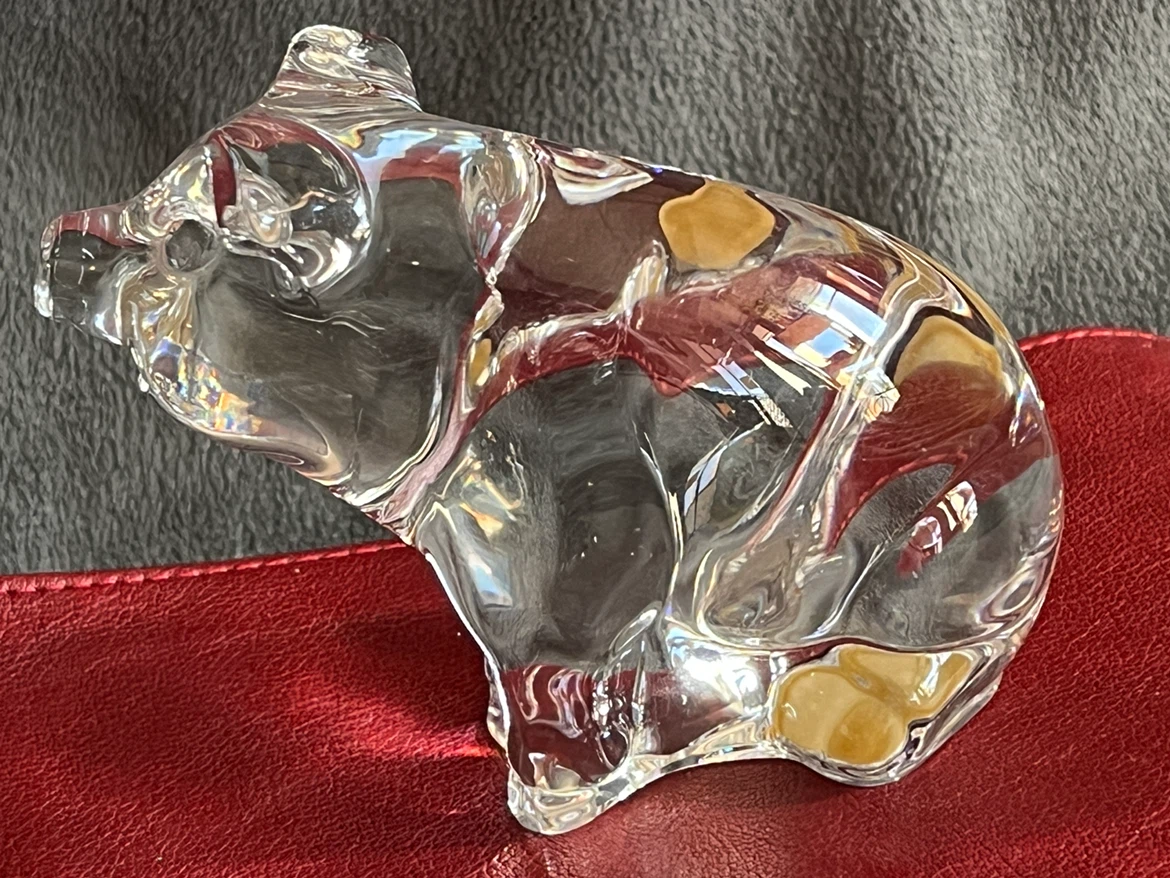 Daum France Crystal Pig Figurine