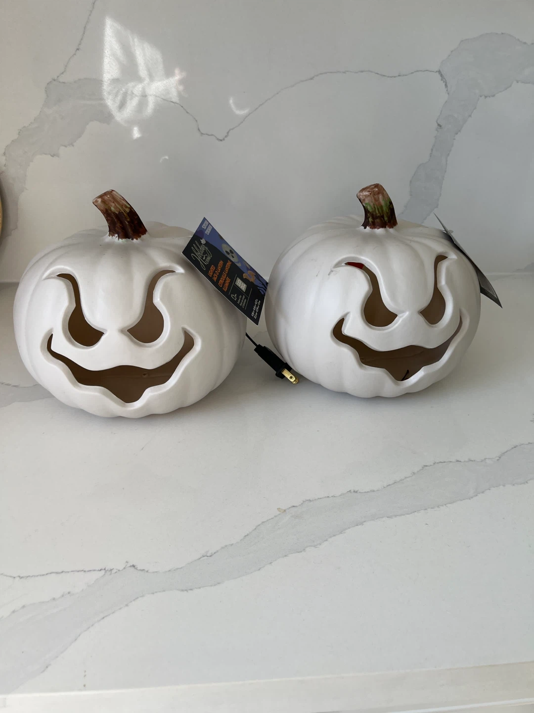 2 Holiday Living Lighted Jack-o'-Lanterns