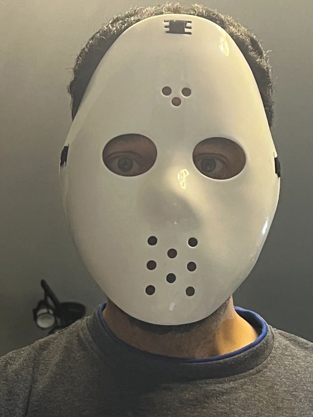 White Hockey Goalie Mask Costume Accessory