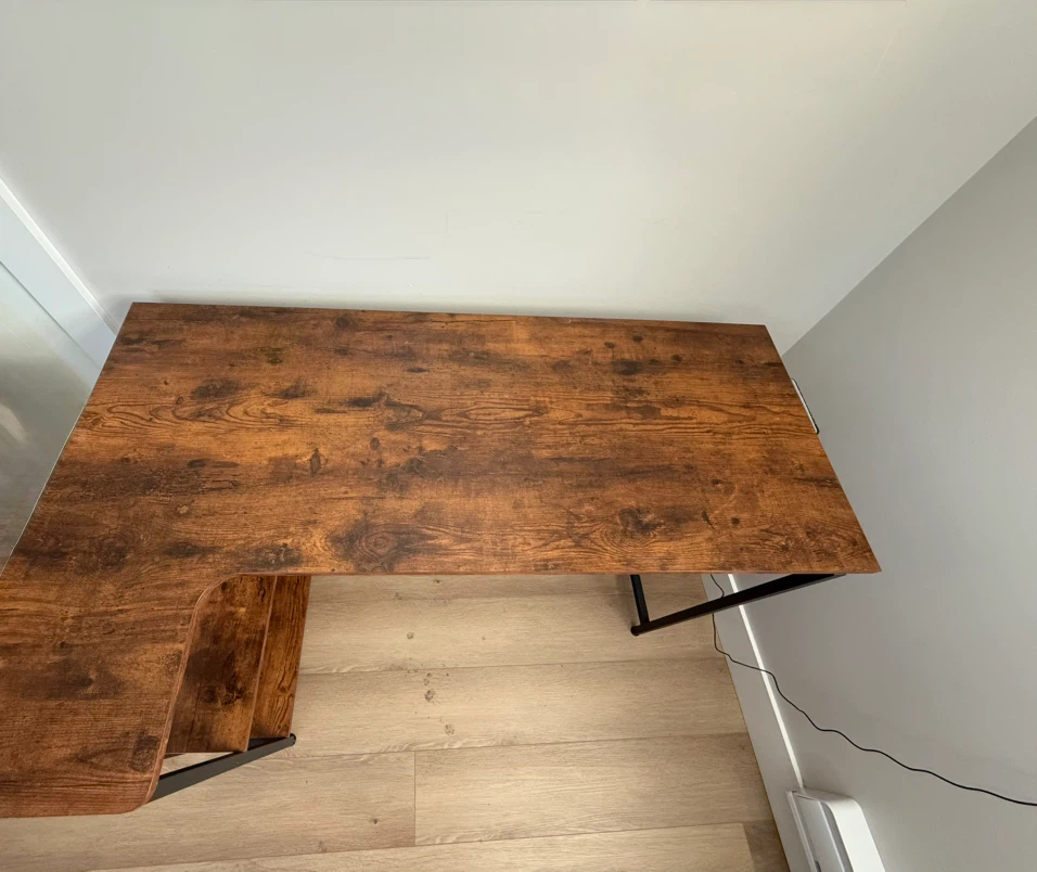 Rustic L-Shaped Corner Desk with Shelving - photo 3