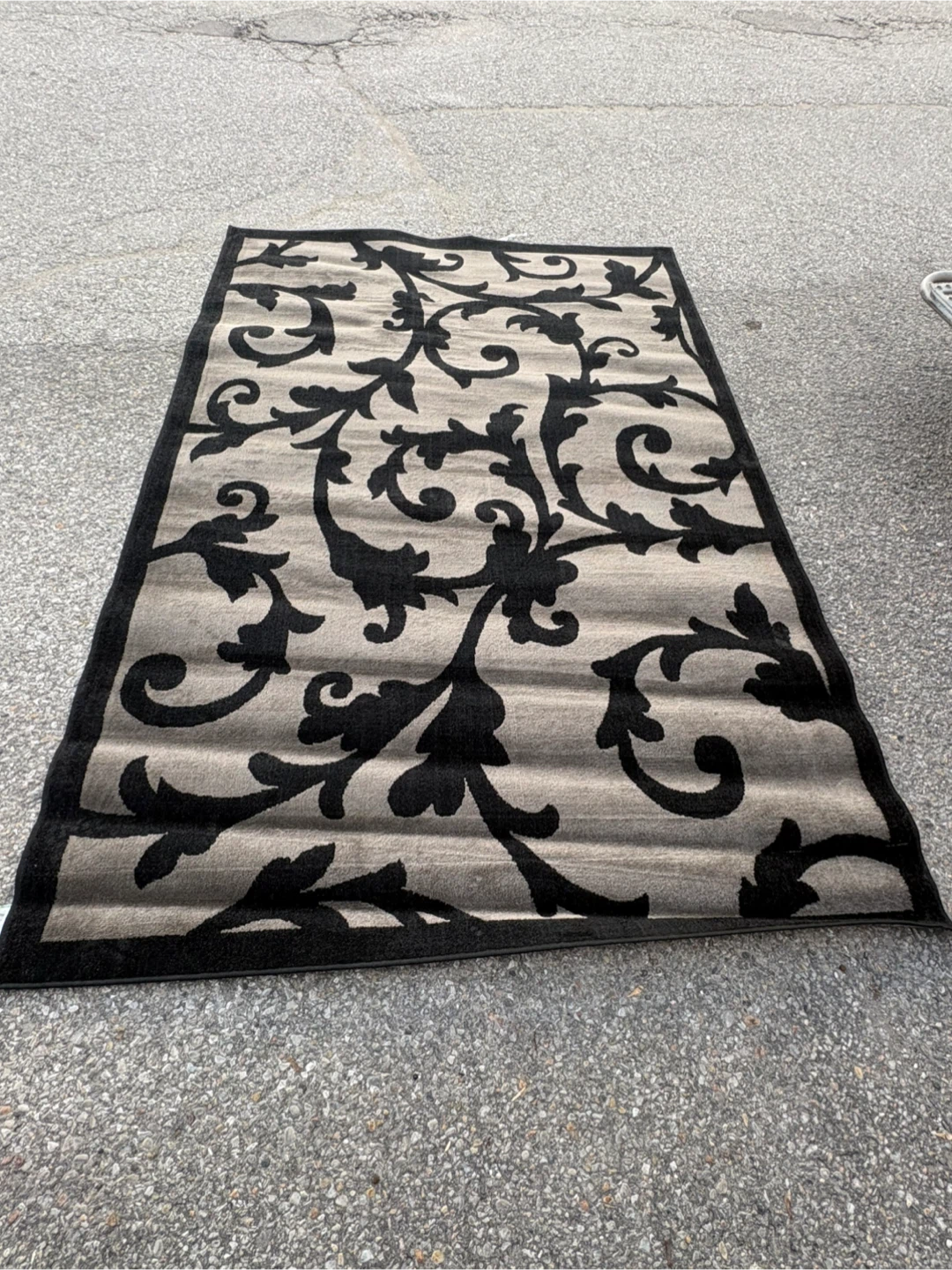 Free delivery used Black and Grey Floral Area Rug