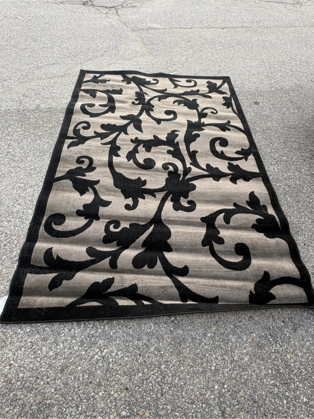 Free delivery used Black and Grey Floral Area Rug - photo 2