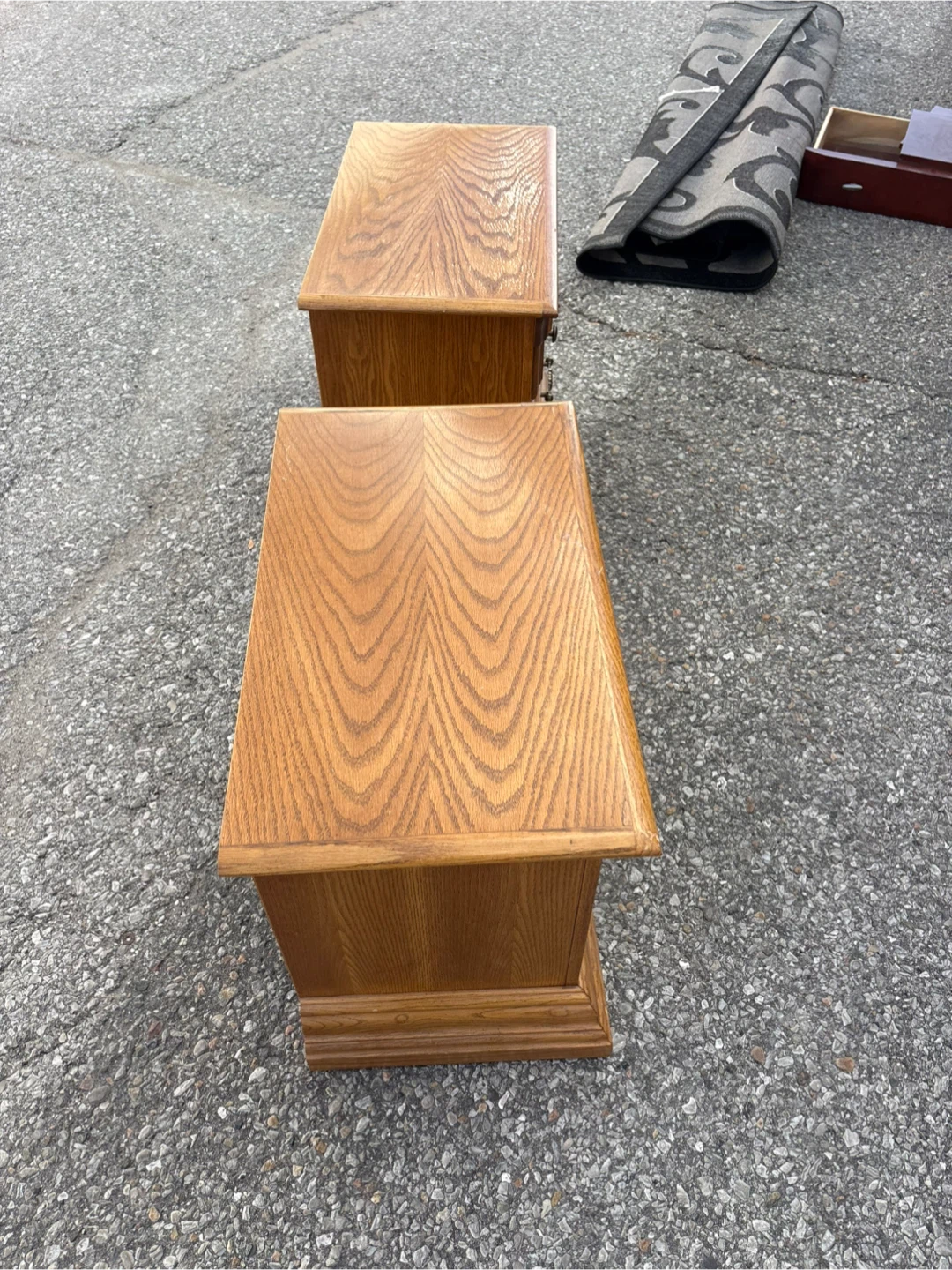 Free delivery used Set of Two Oak Nightstands - photo 5