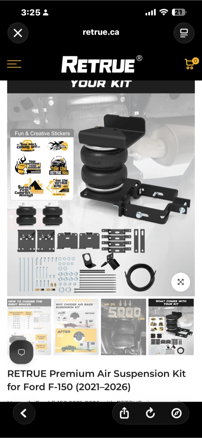 RETRUE Premium Air Suspension Kit for Ford F-150 (2021-2026)