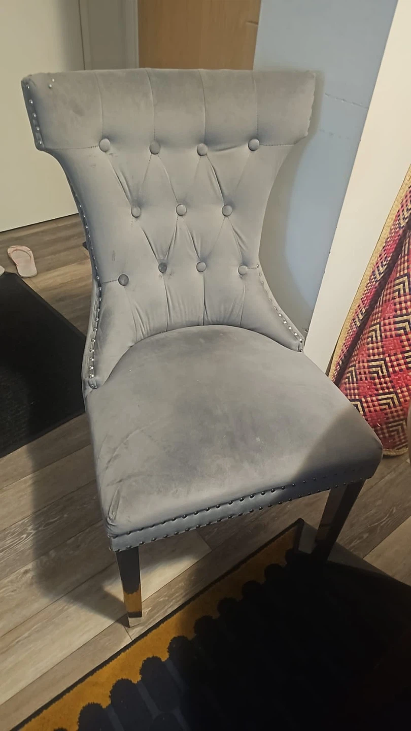 Gray Tufted Velvet Dining Chairs