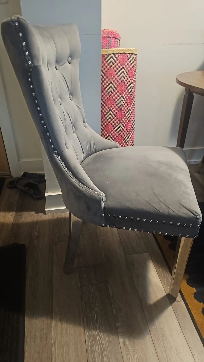Gray Tufted Velvet Dining Chairs - photo 2