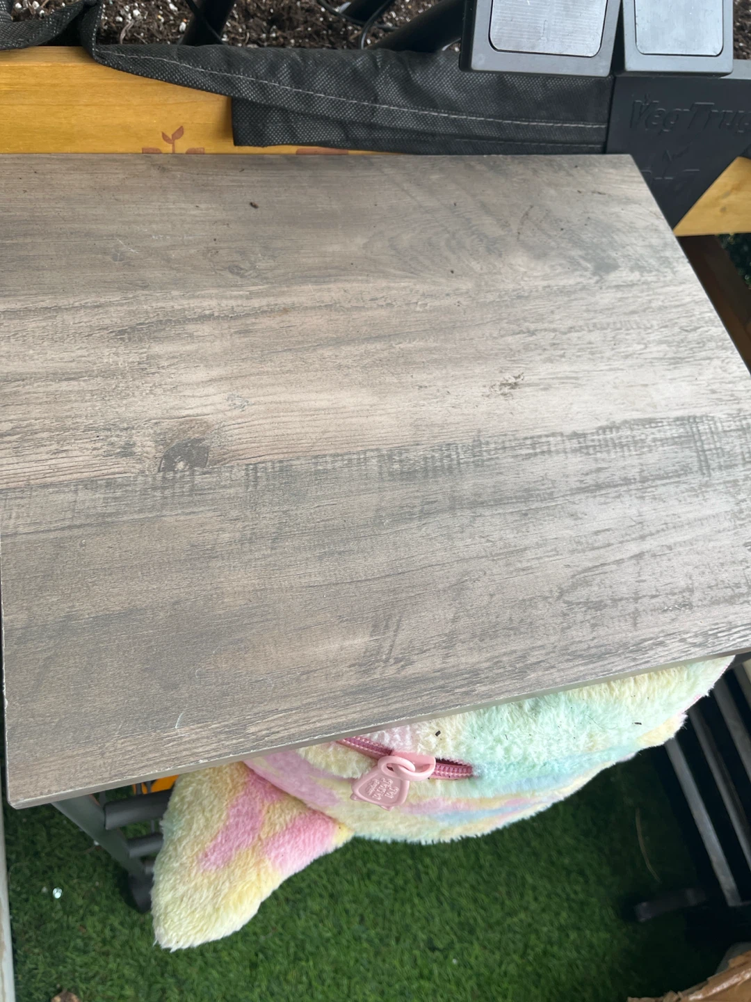 Rolling storage cart with wood top