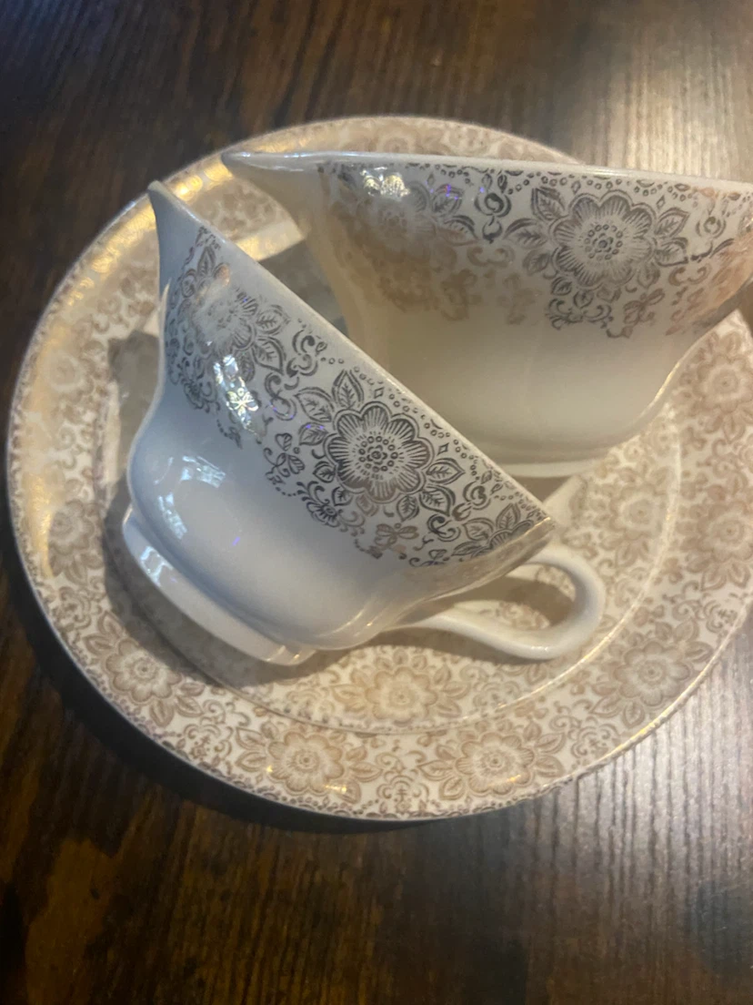 Royal China Tea Set with 22k Gold Accents
