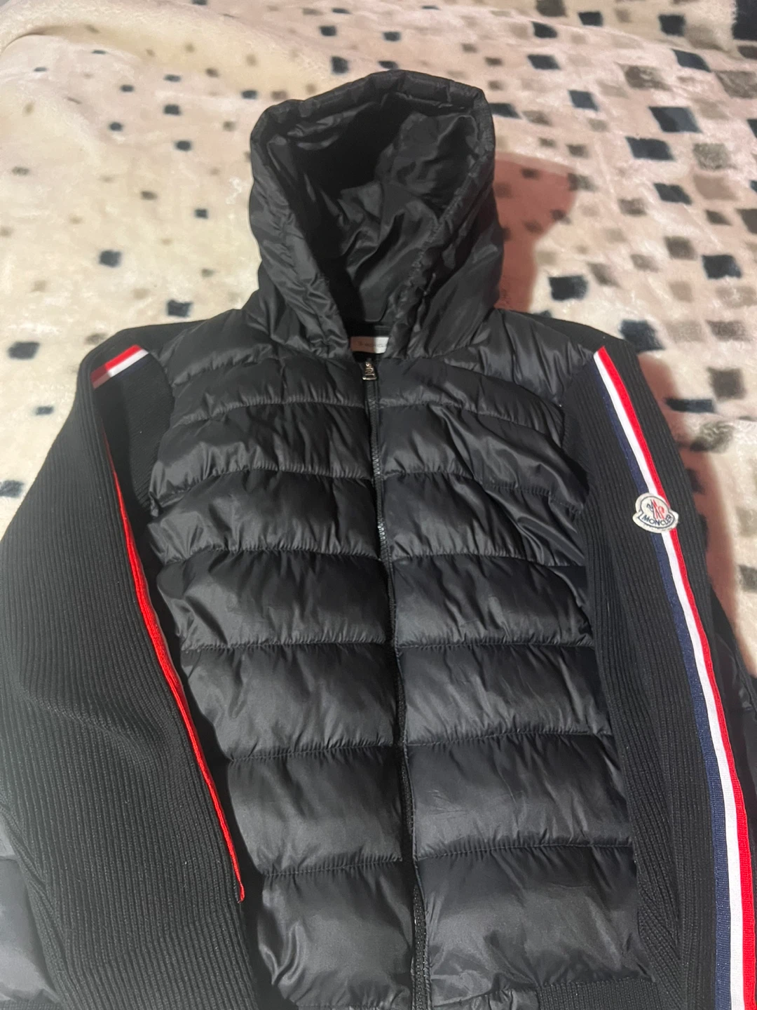 Moncler Men's Puffer Body Knit-Sleeve Hooded Cardigan