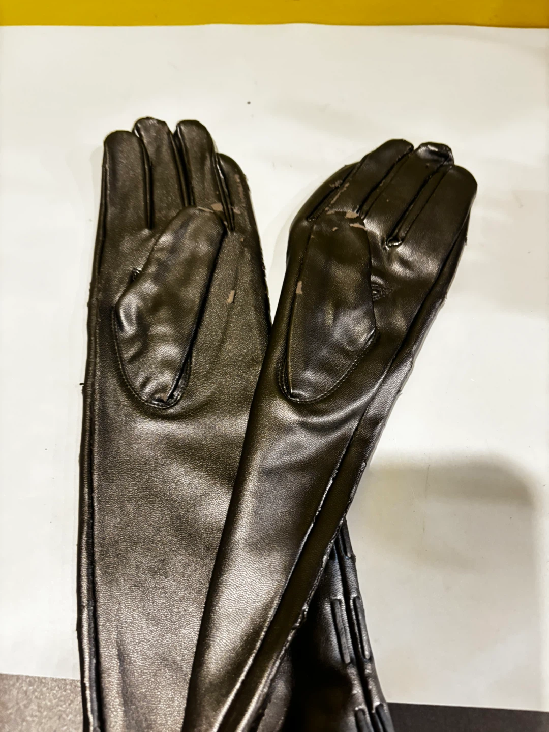 Black Long Faux Leather Gloves - photo 3