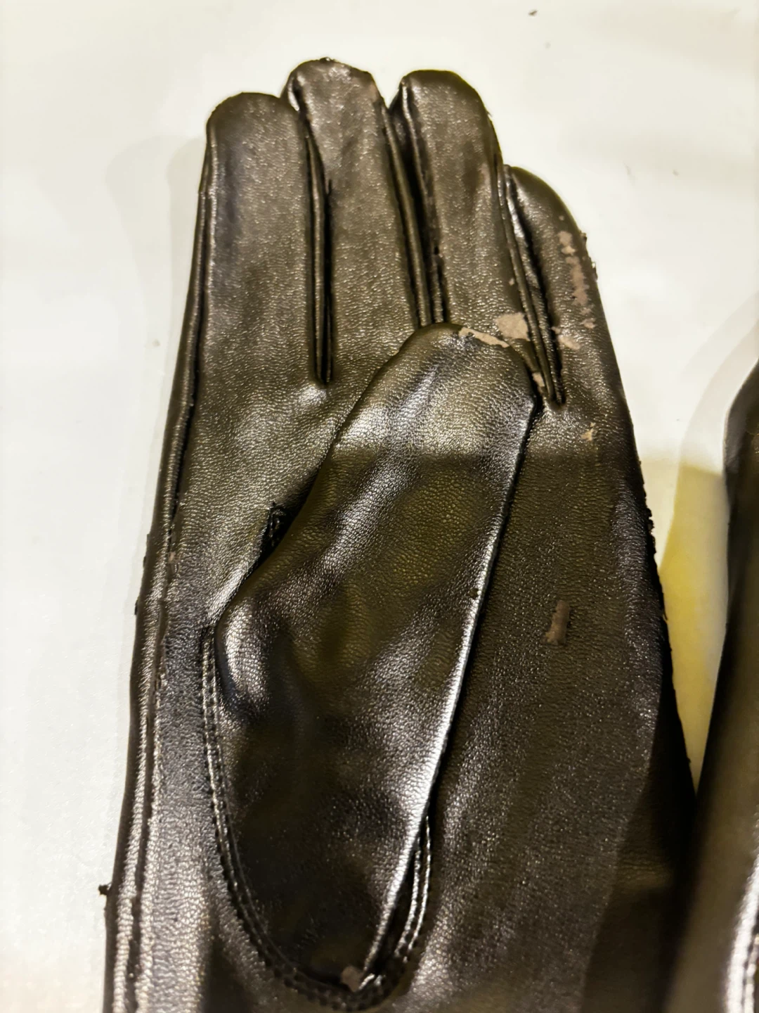 Black Long Faux Leather Gloves - photo 4
