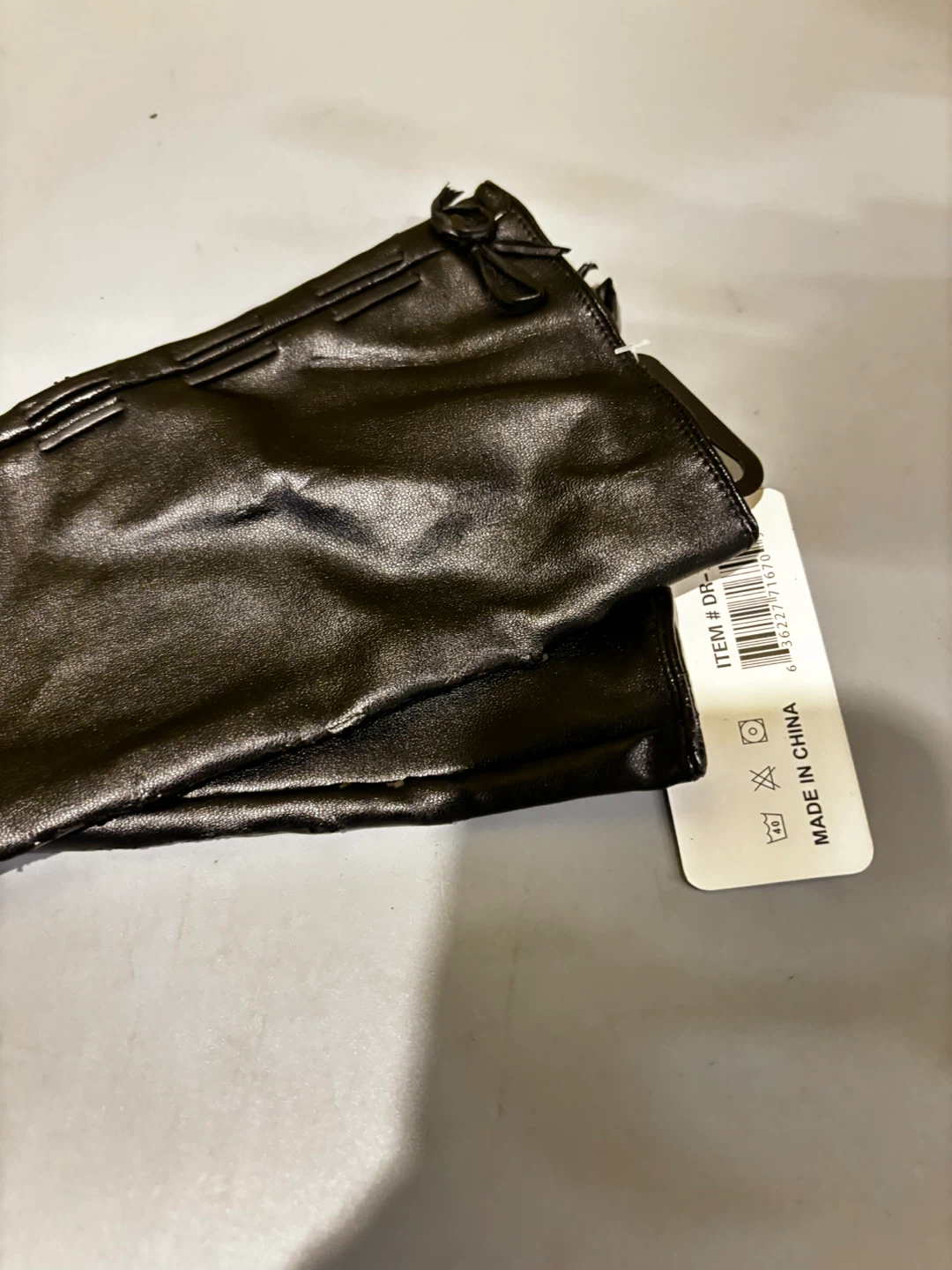 Black Long Faux Leather Gloves - photo 5