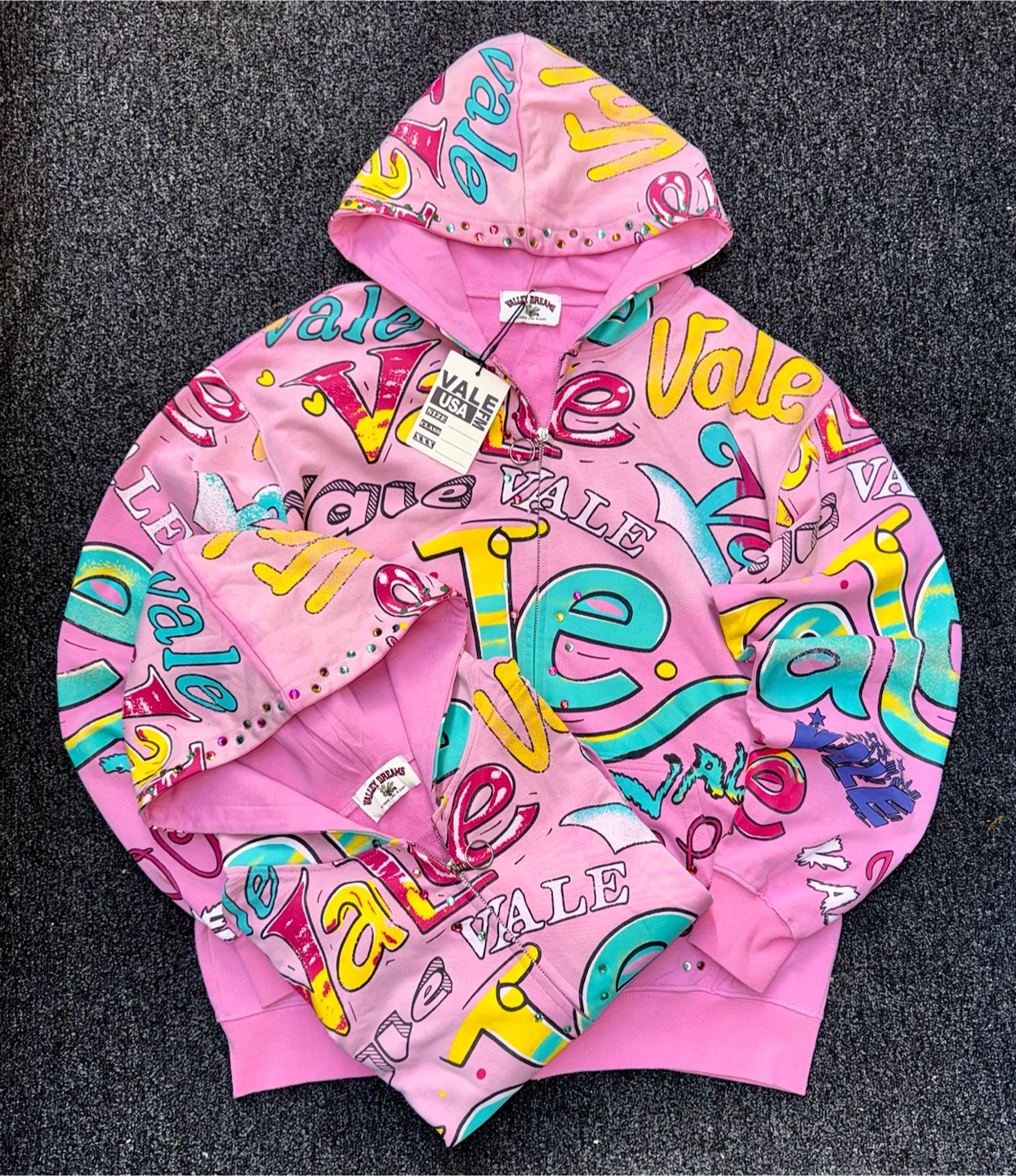 Valley Dreams Pink Graffiti Zip-Up Hoodie