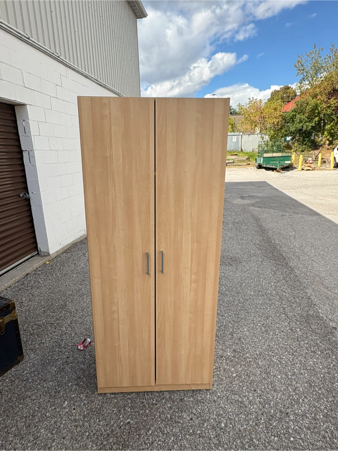 Free delivery used Light Wood Grain Two-Door Wardrobe