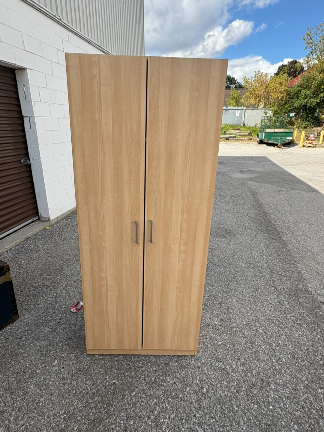 Free delivery used Light Wood Grain Two-Door Wardrobe - photo 2