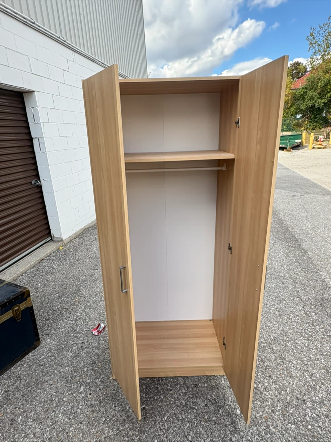 Free delivery used Light Wood Grain Two-Door Wardrobe - photo 4