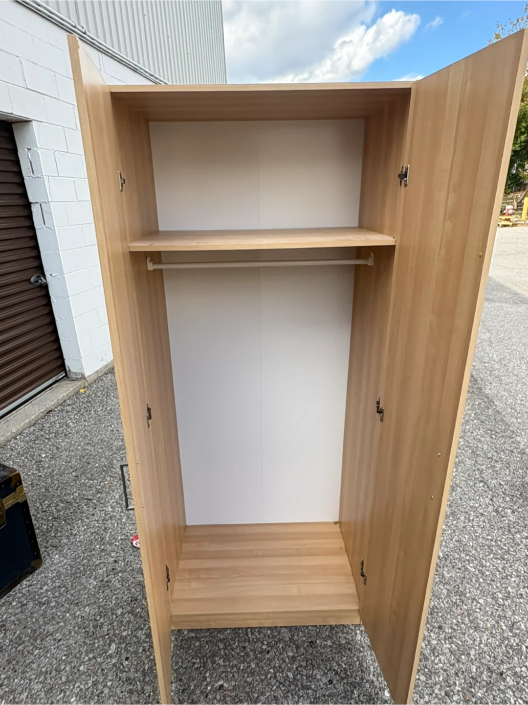 Free delivery used Light Wood Grain Two-Door Wardrobe - photo 5