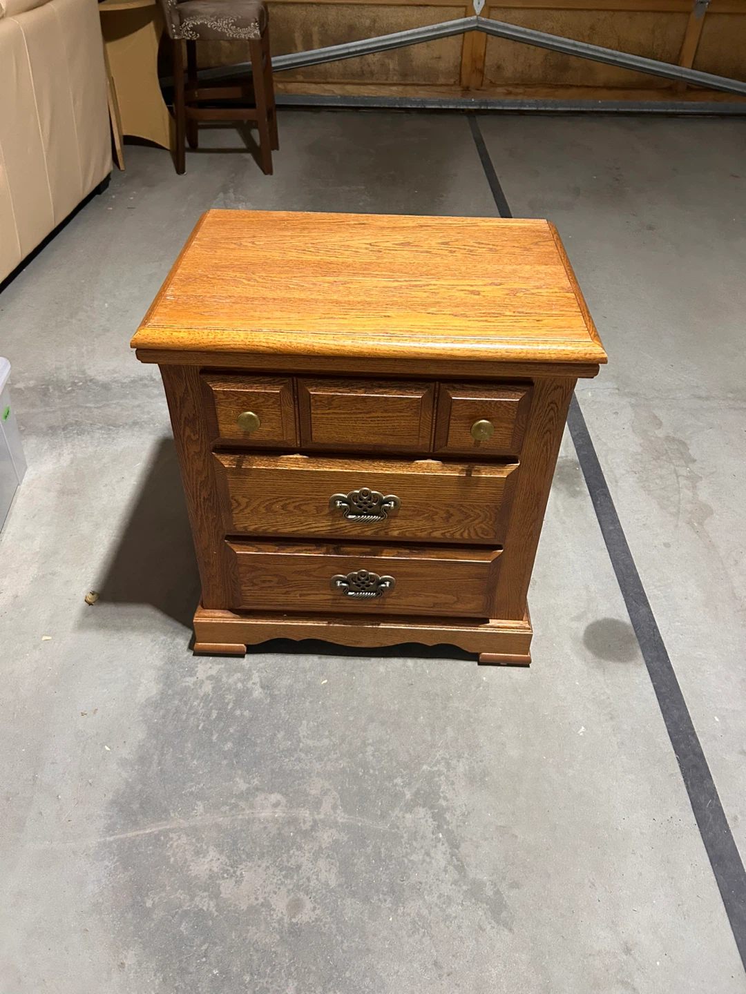 Oak side table with Three Drawers