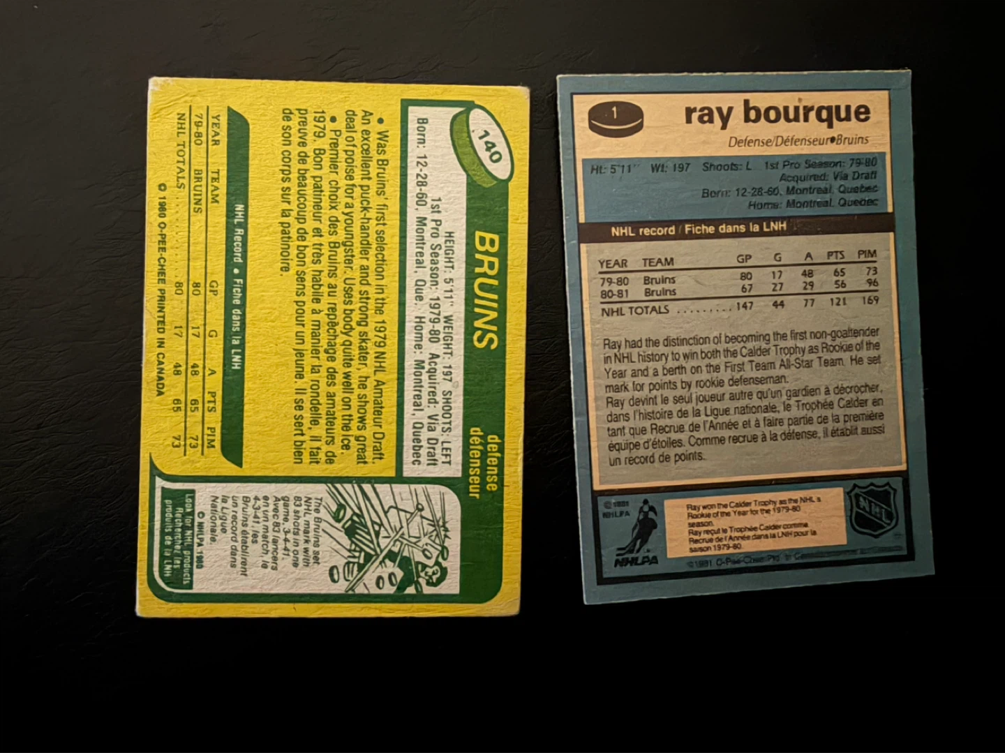 OPC Ray Bourque Rookie  &2nd year Boston Bruins Hockey Cards - photo 3