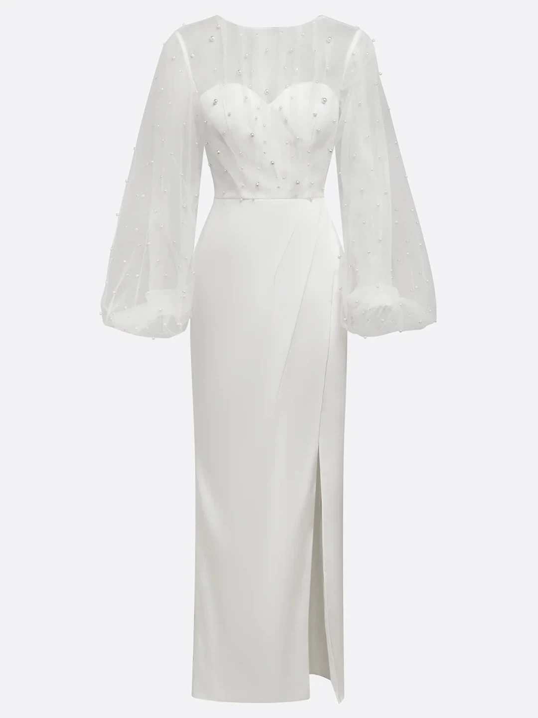 White Pearl Embellished Maxi Dress - photo 3