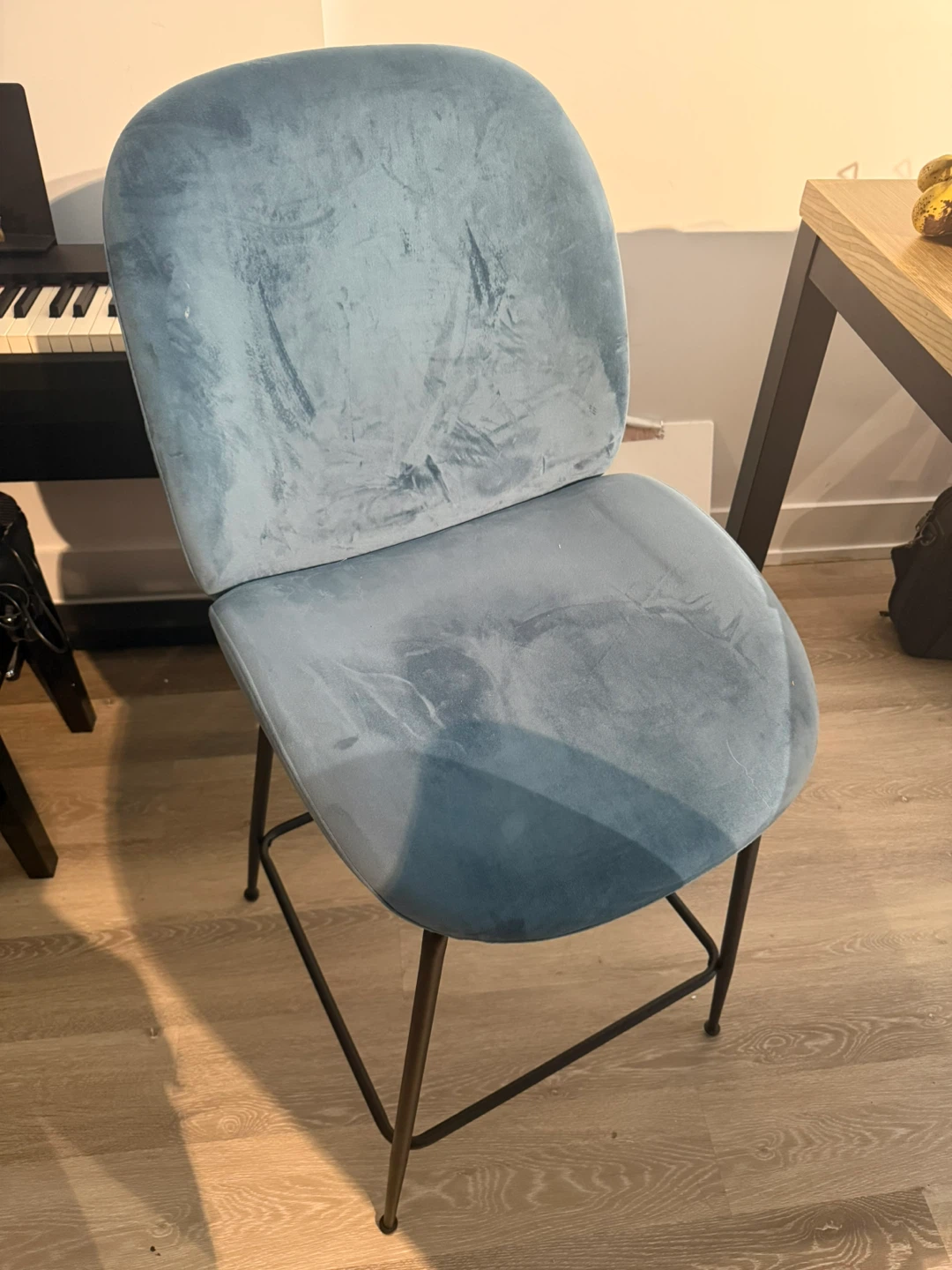Structube Blue Velvet Bar Stool