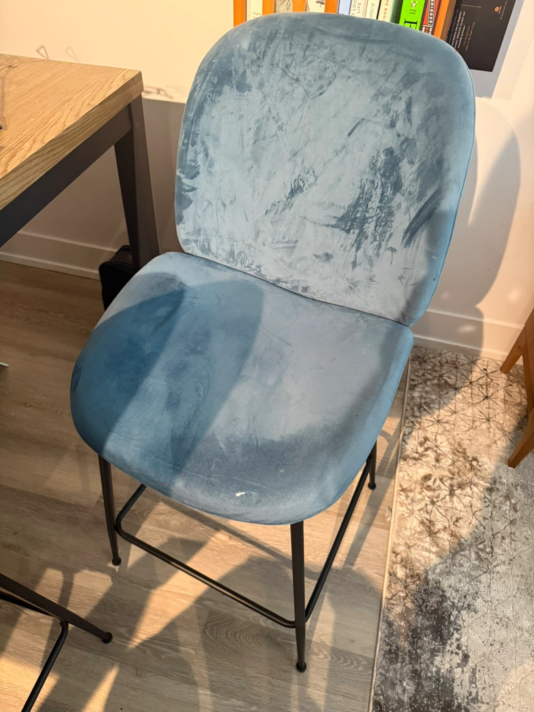 Structube Blue Velvet Bar Stool - photo 2