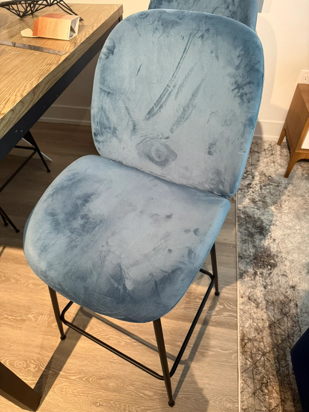 Structube Blue Velvet Bar Stool - photo 3